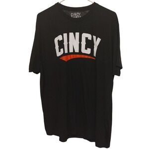 Cincy Tee Shirt Mens Black and Red Short Sleeve Made In The USA Size Extra Large